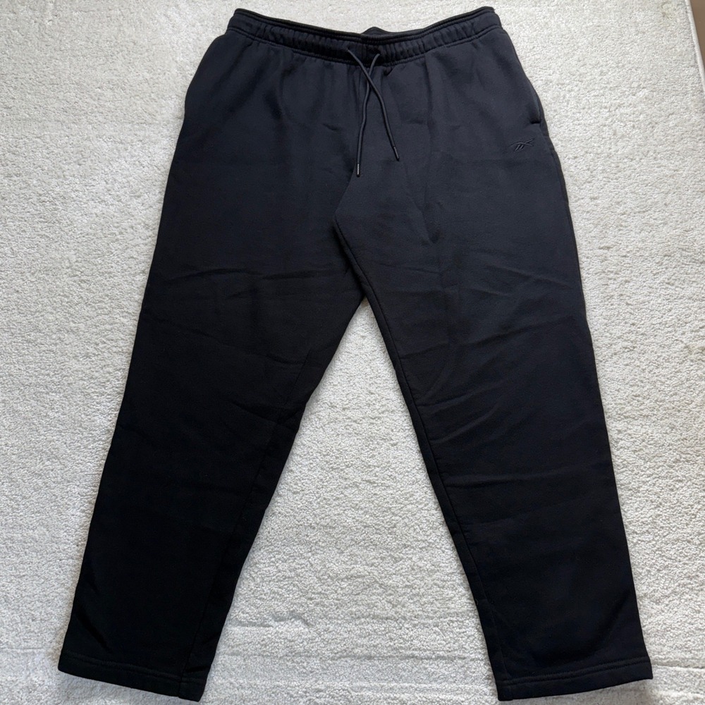 Reebok Mens XL Black Fleece Lined Sweatpants Joggers Activewear Streetwear Comfy
